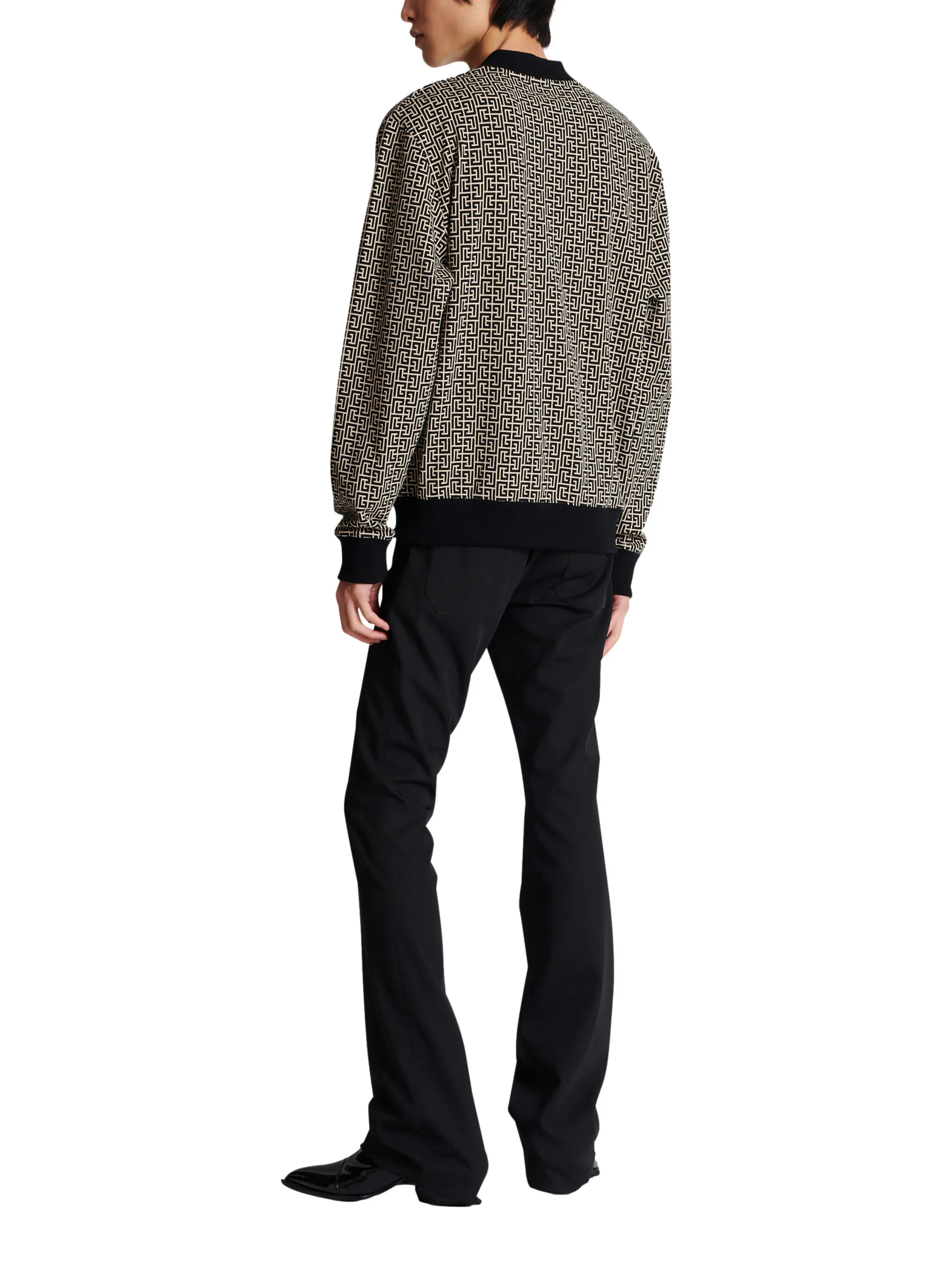 BALMAIN  Sweat-shirt en jacquard mini monogramme - Noir