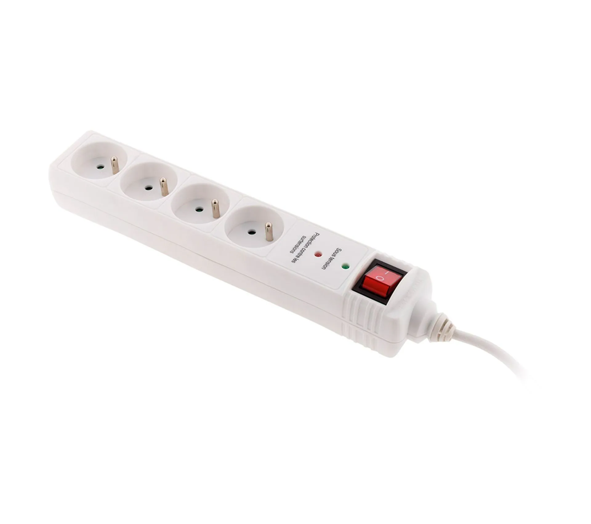 Bloc 4x 16a Avec Interrupteur Parafoudre + Parasurtenseur - Blanc - Zenitech