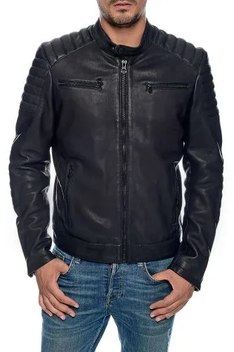 Blouson cuir agneau premium DAYTONA Marwin noir.