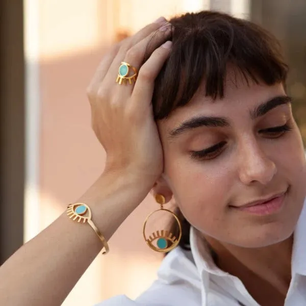 Boucles d'oreilles Ouyouni - Oeil turquoise ou blanc