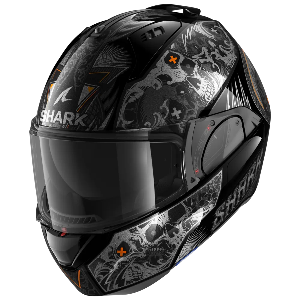 CASQUE MODULABLE SHARK EVO ES K-ROZEN NOIR ANTHRACITE ORANGE