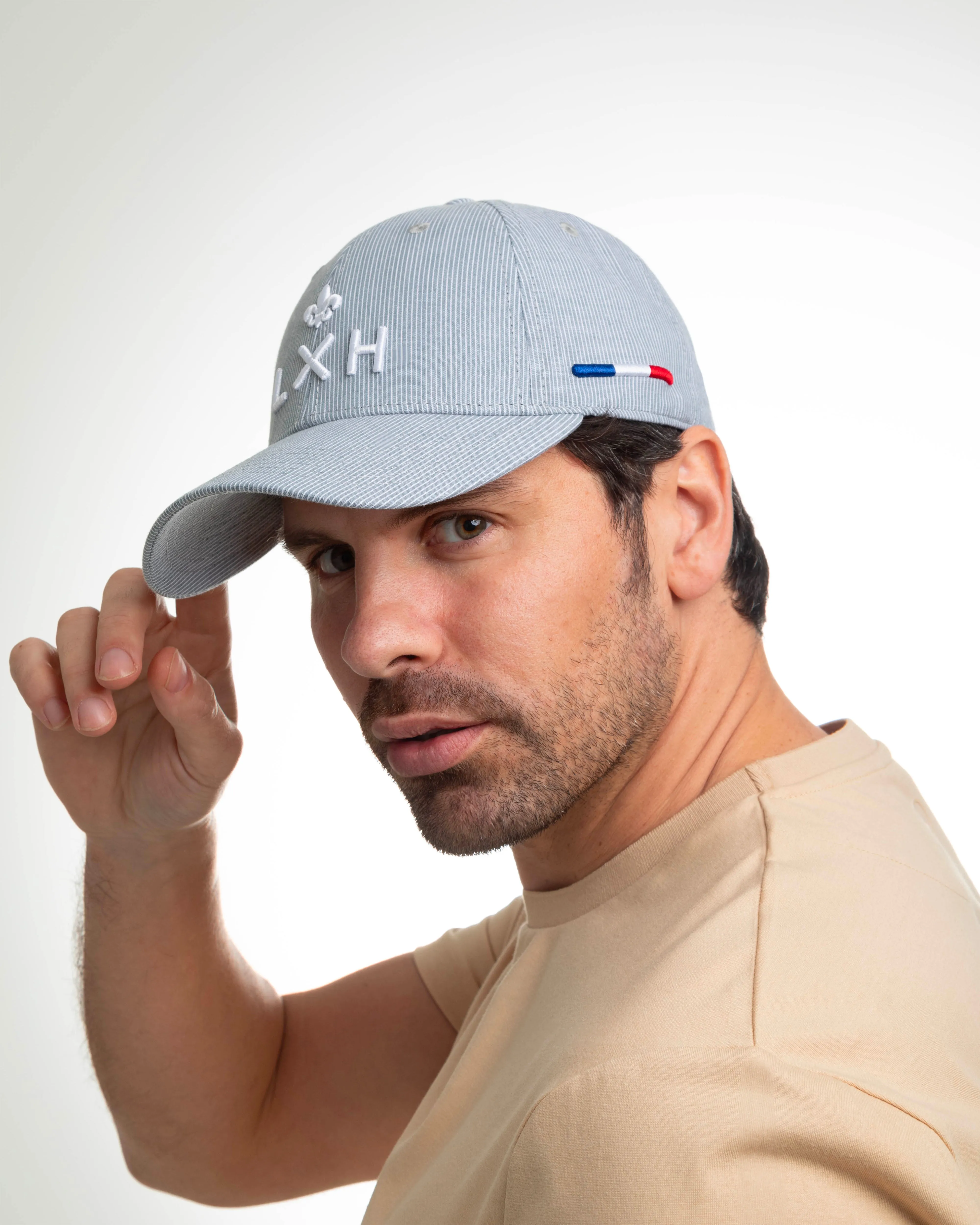 Casquette  Héritage  Rayures Bleu Gris / Blanc