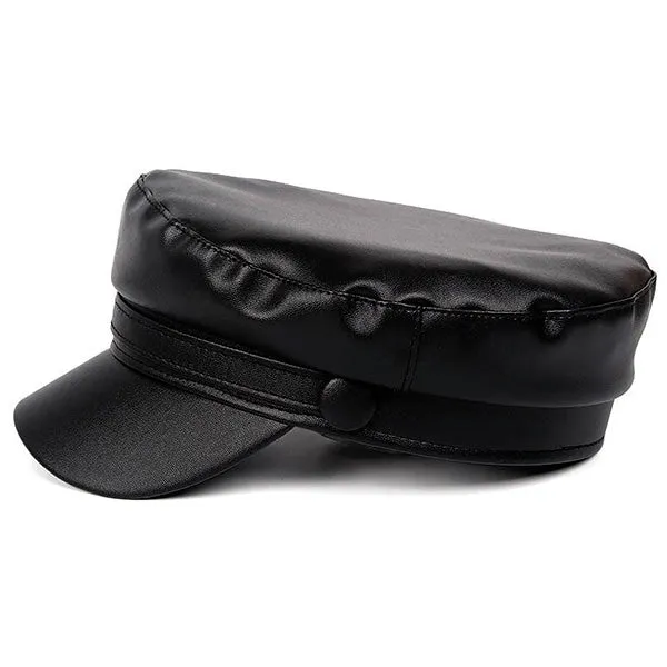 Casquette Militaire Simili Cuir Femme