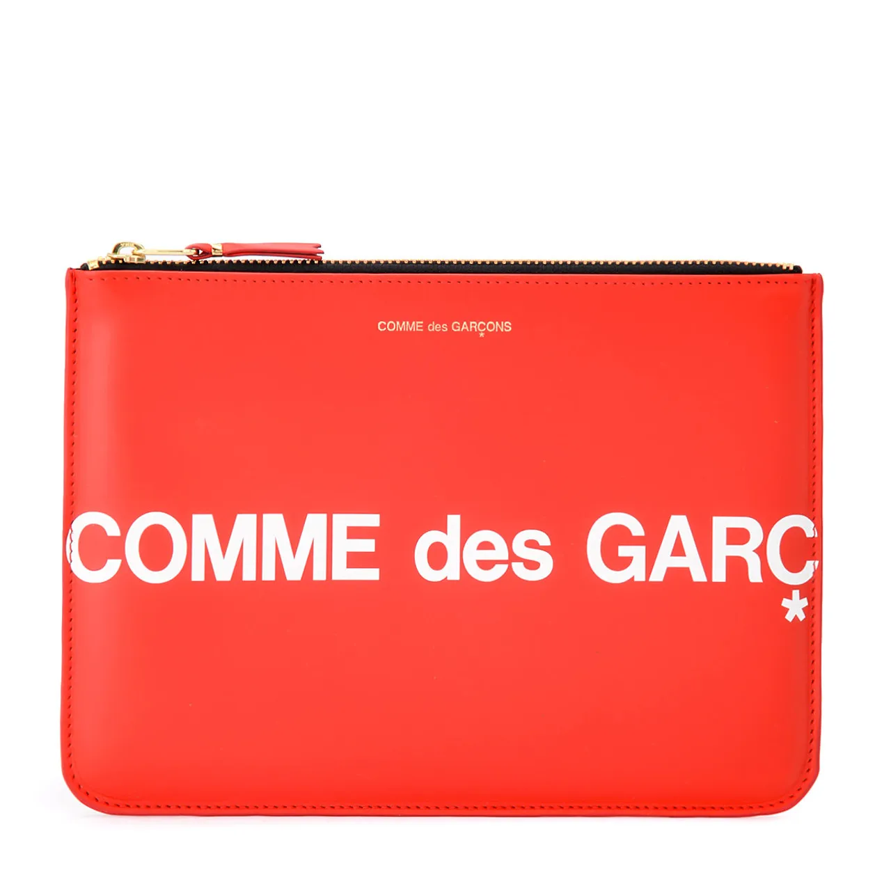 Comme Des Garçons Wallet Enveloppe Huge Logo en cuir rouge