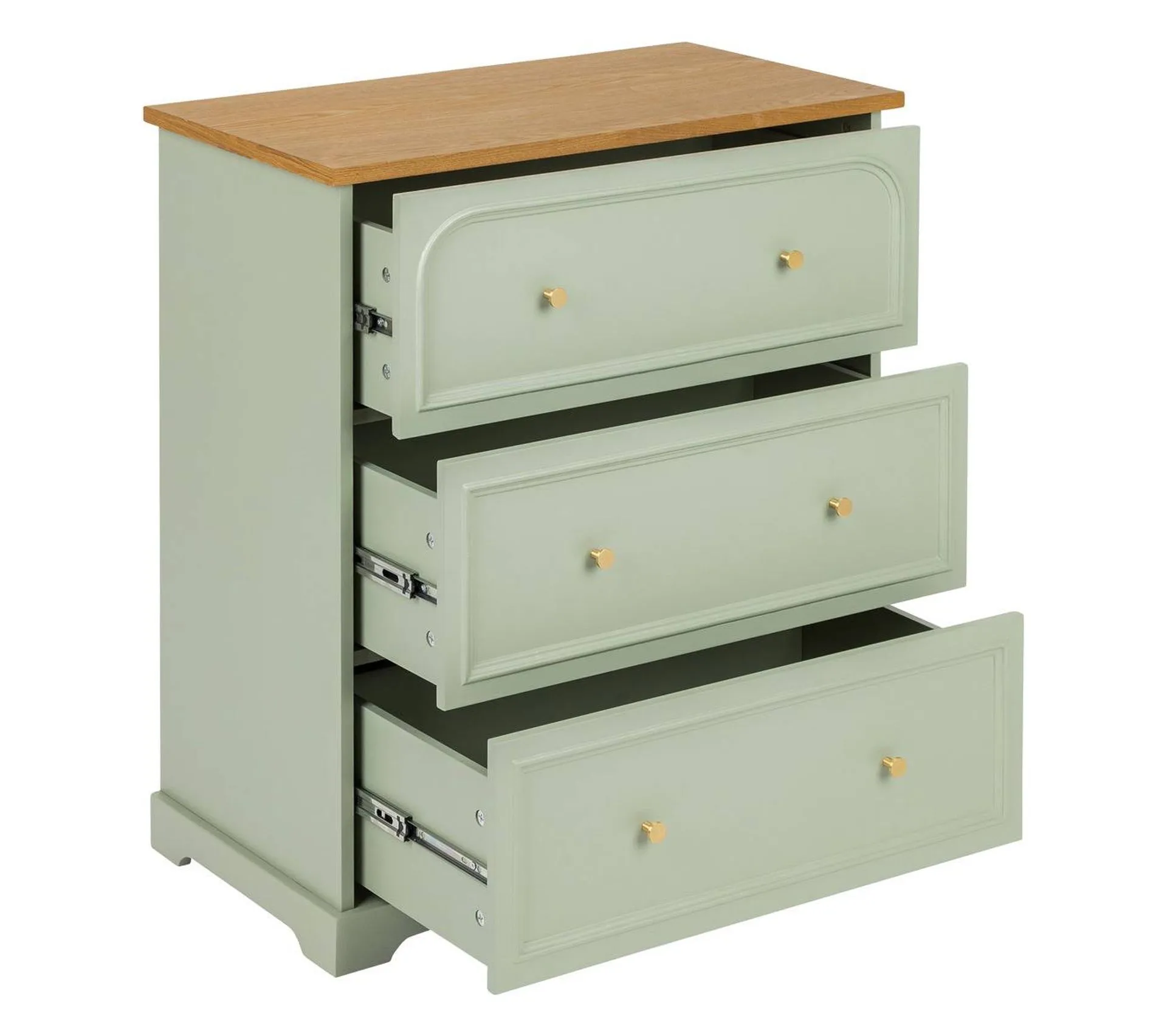 Commode 3 tiroirs vert Mohea 72x39x81 Cm