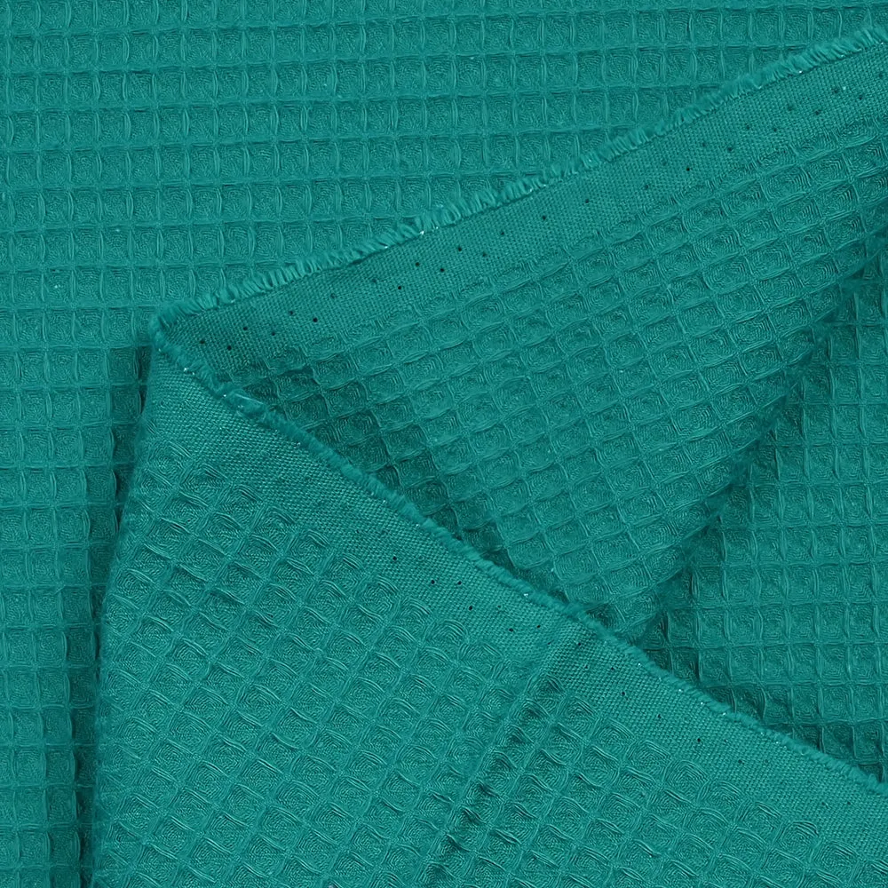Coton 100% nid d'abeille turquoise