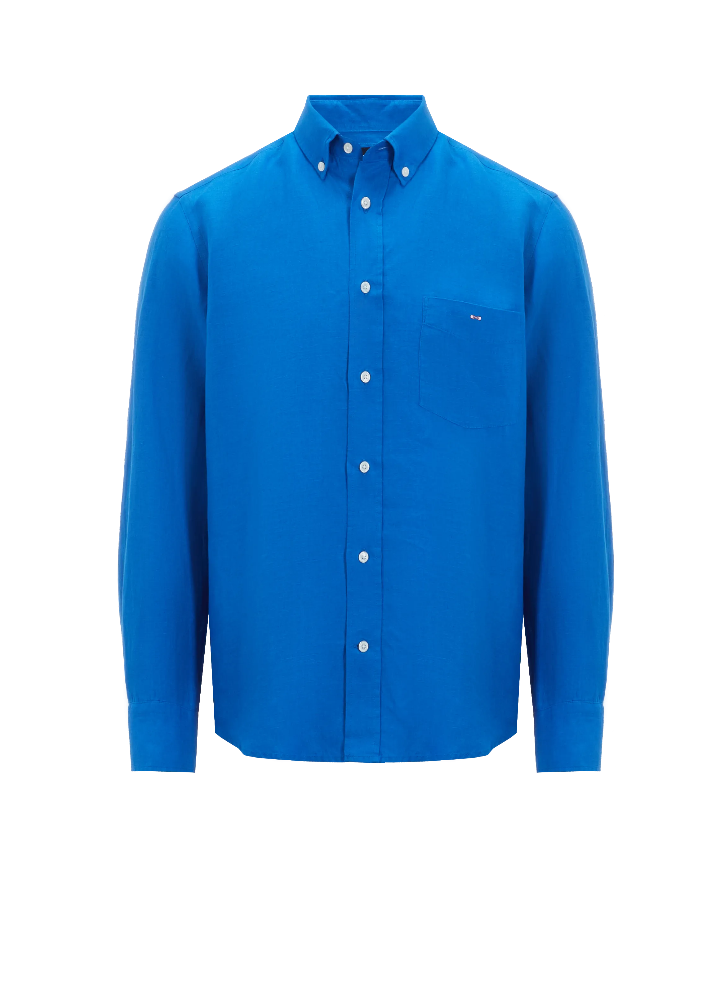 EDEN PARK  Chemise unie en lin - Bleu