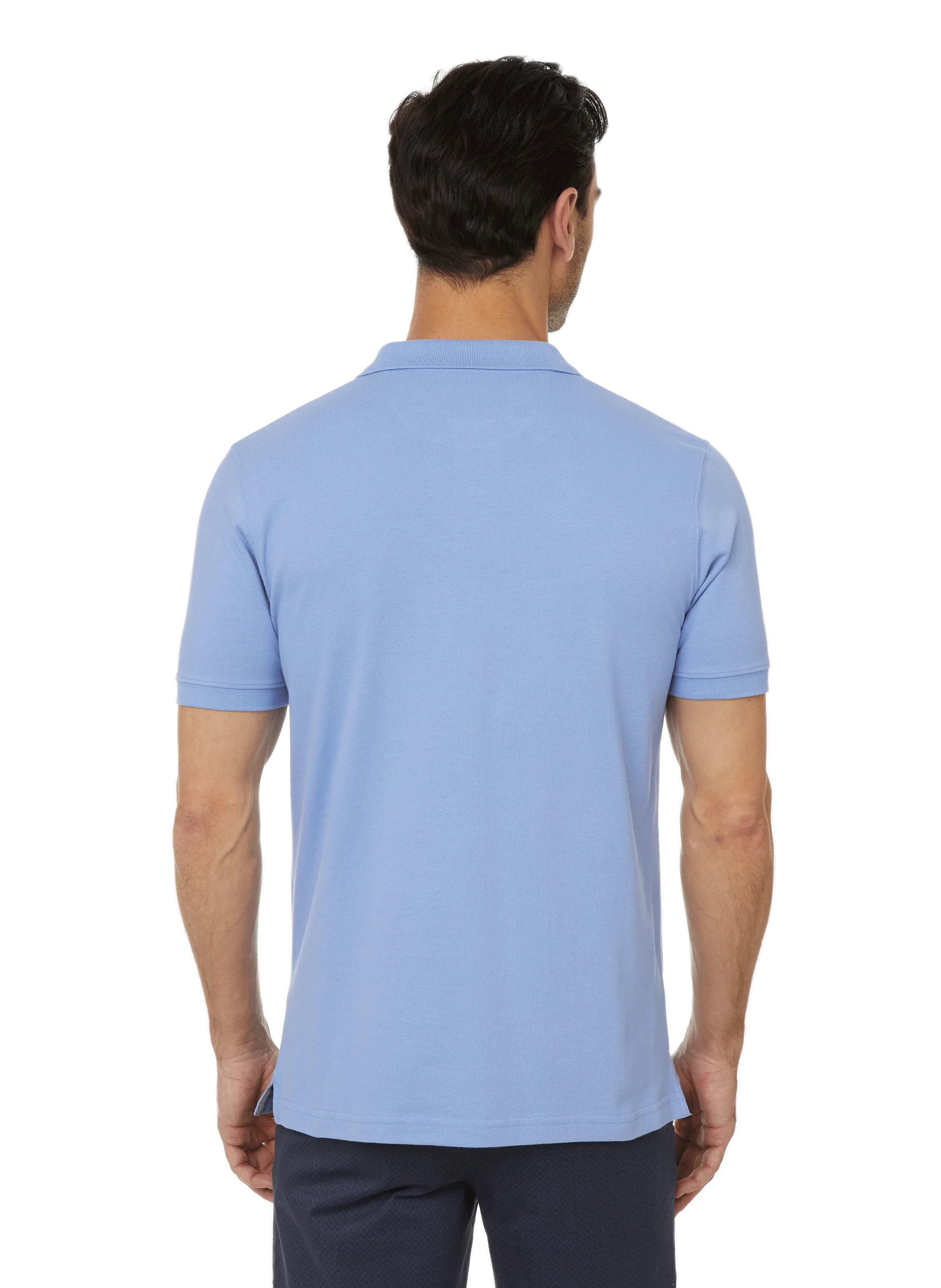 EDEN PARK  Polo uni en piqué de coton - Bleu