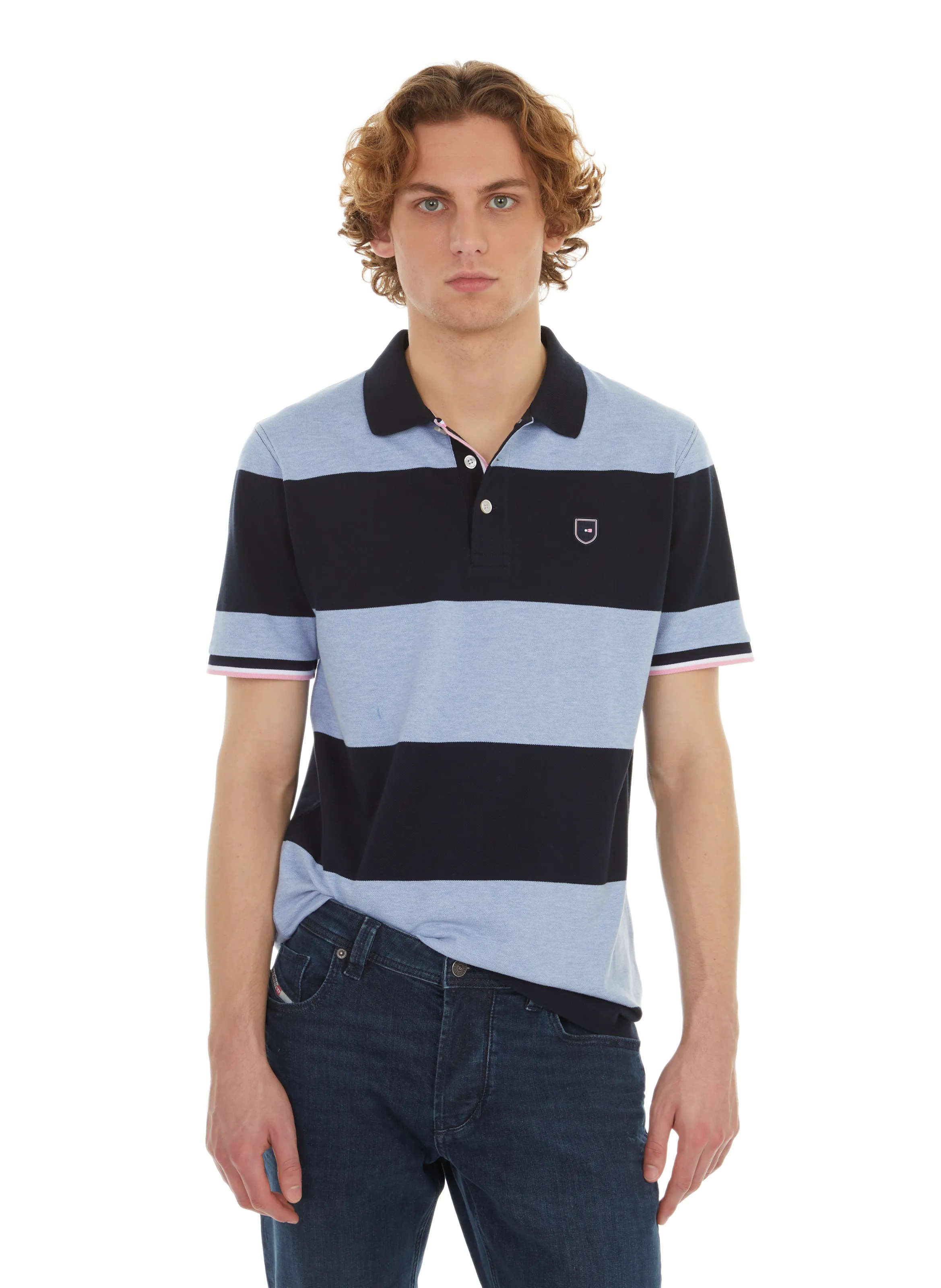 EDEN PARK  Polo à rayures en coton - Bleu