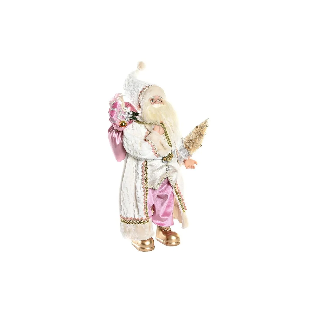 Figurine Décorative DKD Home Decor Père Nol Nol Gris Rose PVC Bois 32 x 20 x 60 cm