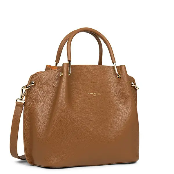 Grand sac à main Louisa Foulonné Double Cuir Camel/Orange | Lancaster