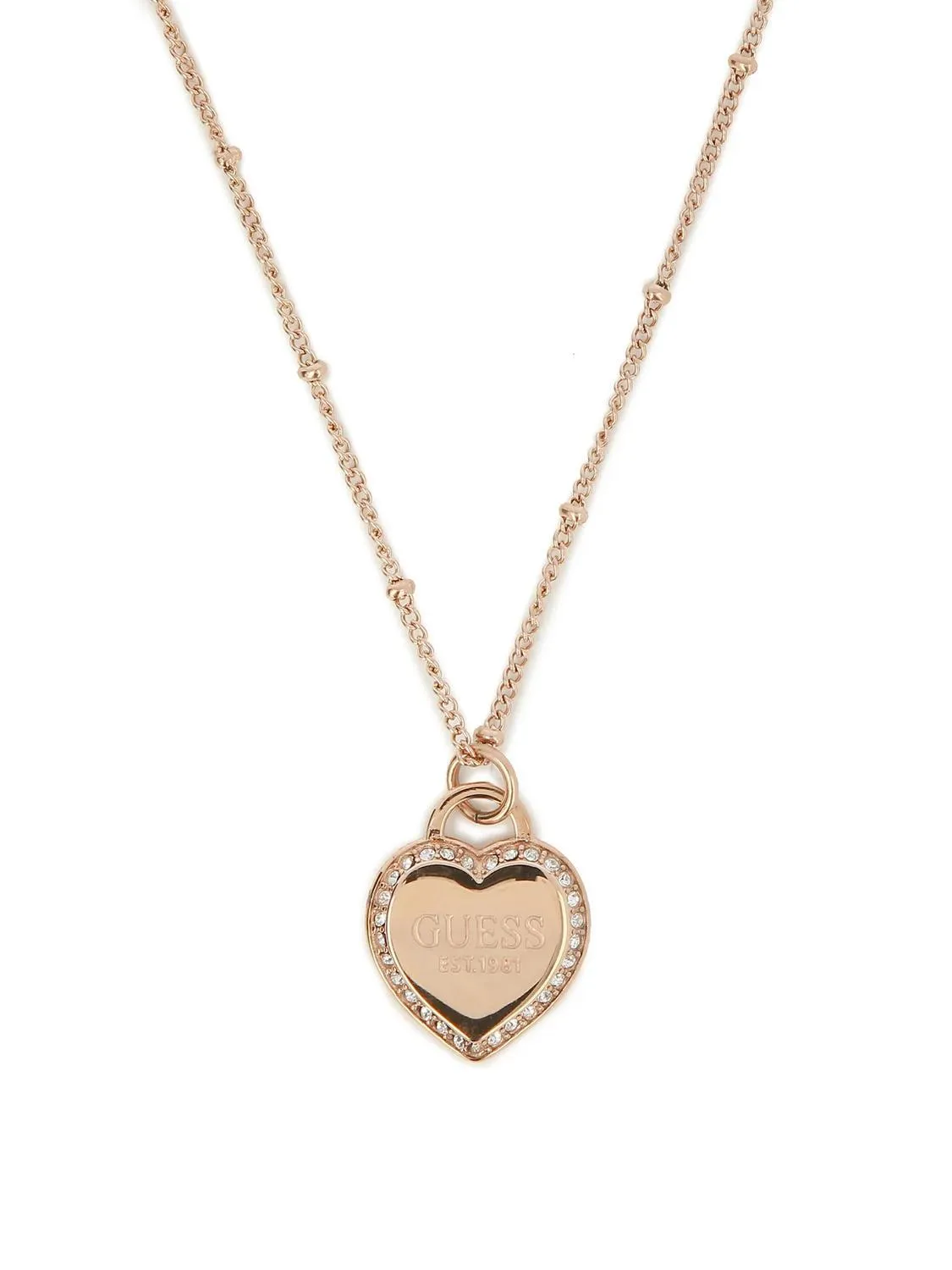 Guess Fine Heart Collier Avec Charme Or Rose - Achetez À Prix Outlet!