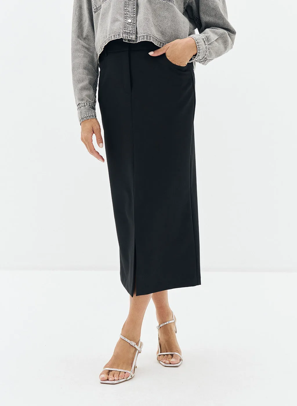 Jupe Madi noire en toile sergée