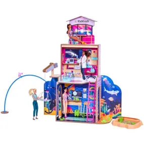 KidKraft - Maison de poupées 2-in-1 Beach & Rescue Center en bois avec 50 accessoires inclus rose - Kidkraft