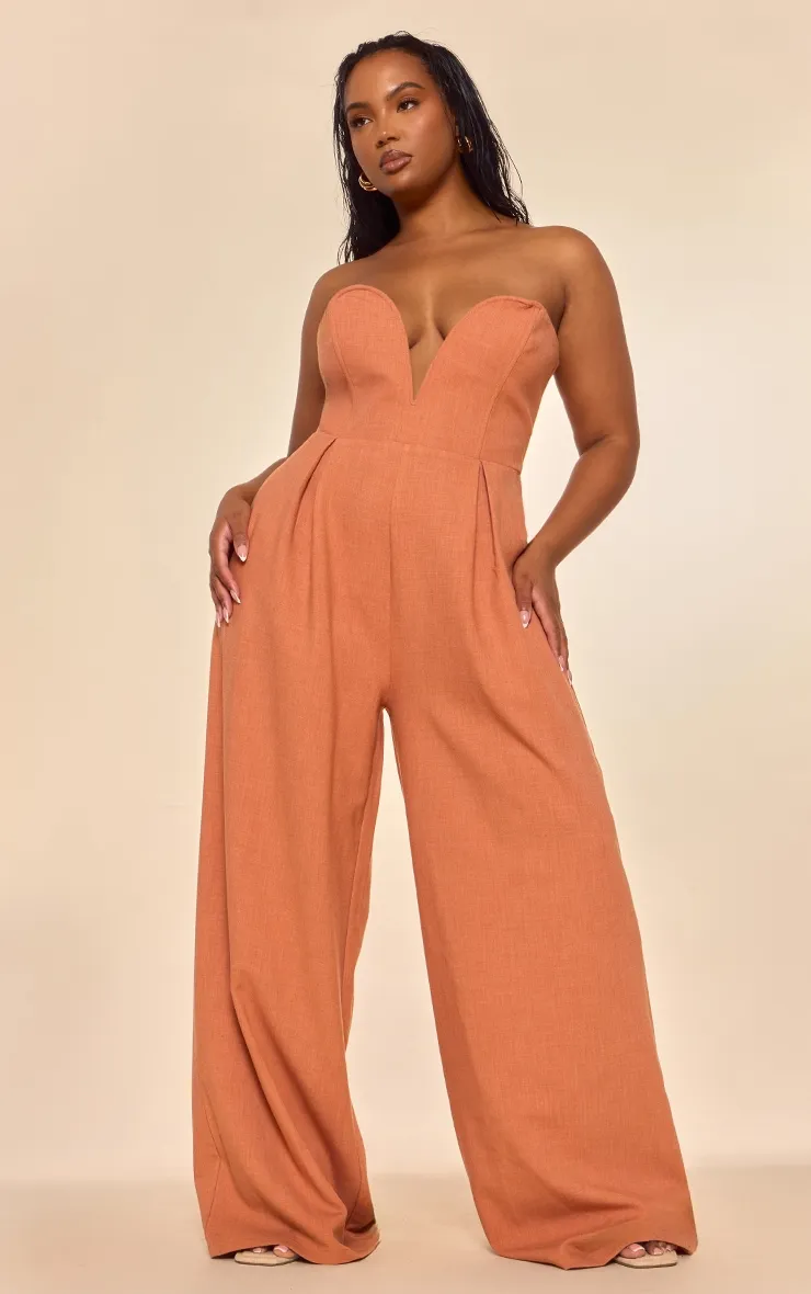 Label PLT Plus Combinaison large rouille à décolleté plongeant
