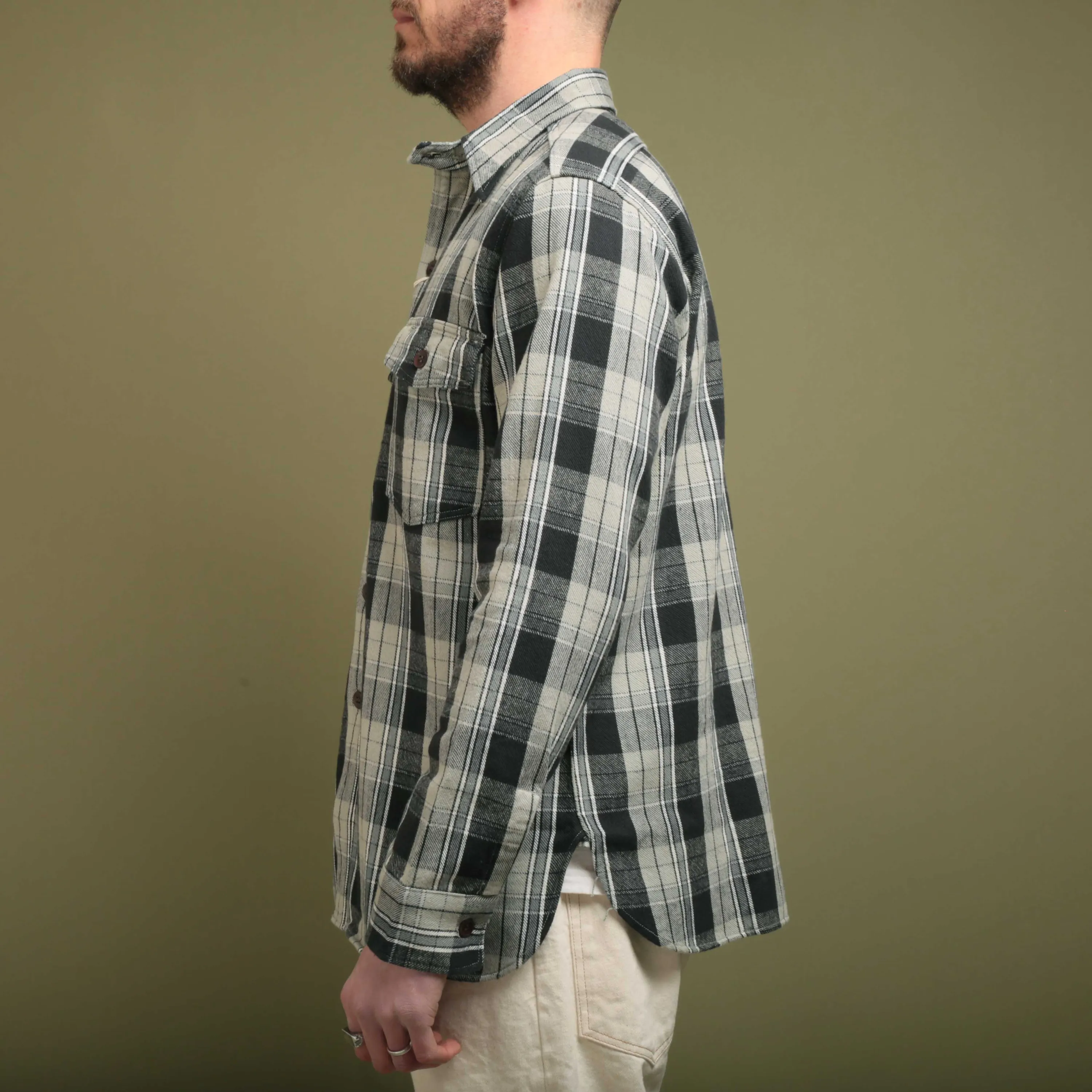 Lot 3022 Flannel Shirt With Chinstrap Gray