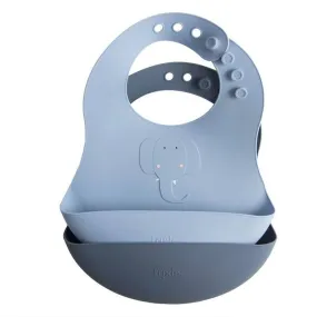 Lot de 2 bavoirs en silicone Trixie - Mme Elephant - Bleu - Bébé bleu - 