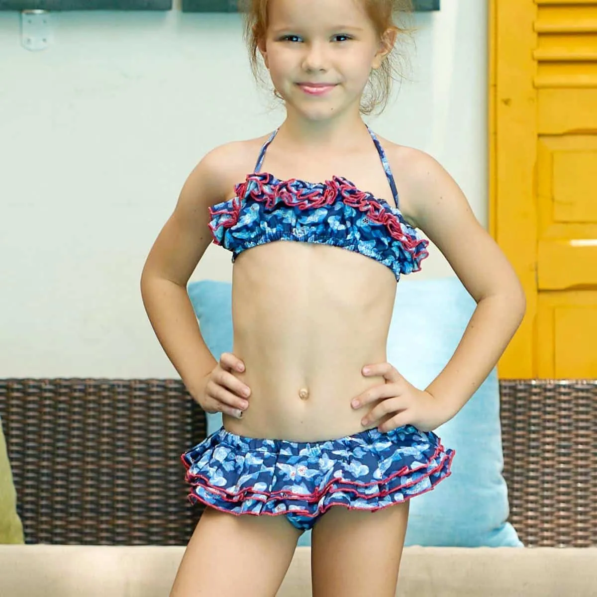 Maillot de Bain 2 Pièces Fille | Poisson Khoi Bleu Marine | SWAN