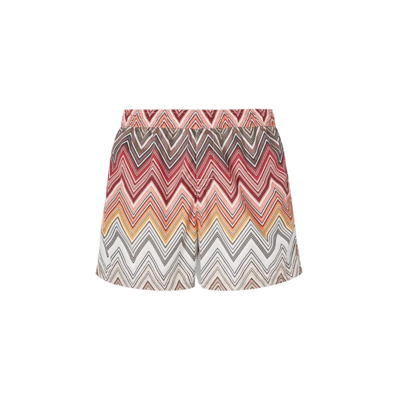 Maillot de bain short nylon zig zag brun orange