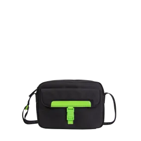 Mini-sacoche noire & vert fluo en toile