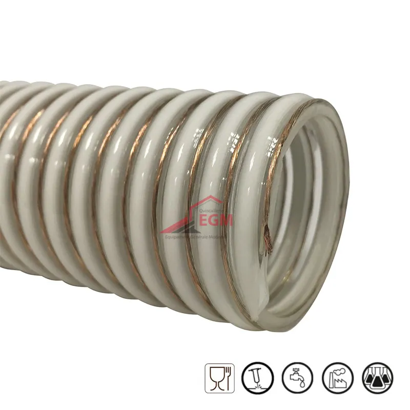 MÈTRE TUYAU OSV RONFORCE AVEC SPIRALE PVC ET UNE TRESSE CUIVRE ALUMENTAIRE D63 BLANC 