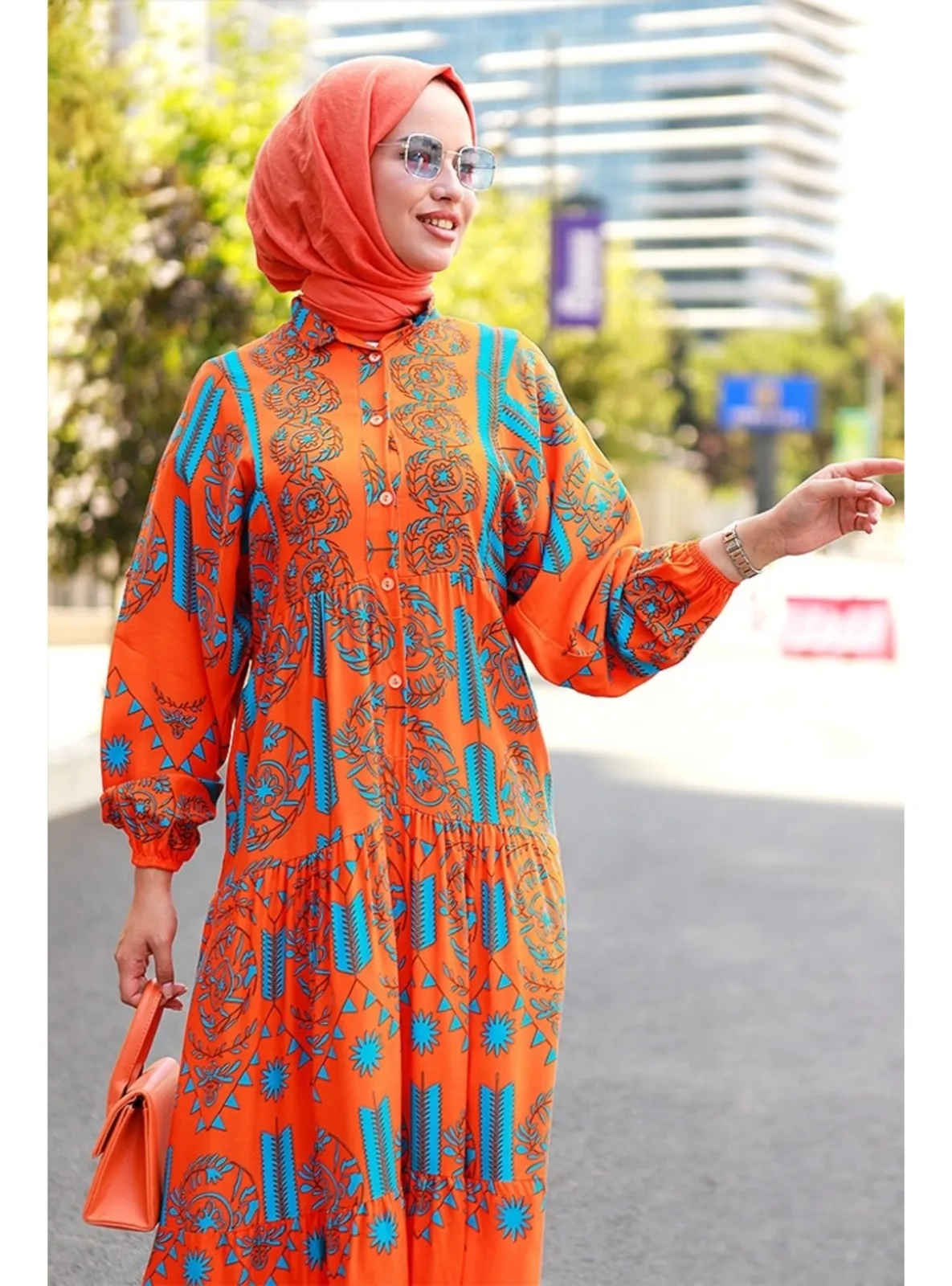 Orange - Modest Dress