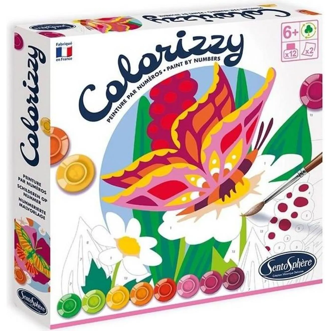 Peinture colorizzy - Sentosphère - Les papillons - Kit enfant - Eco-conçu rose - Sentosphère