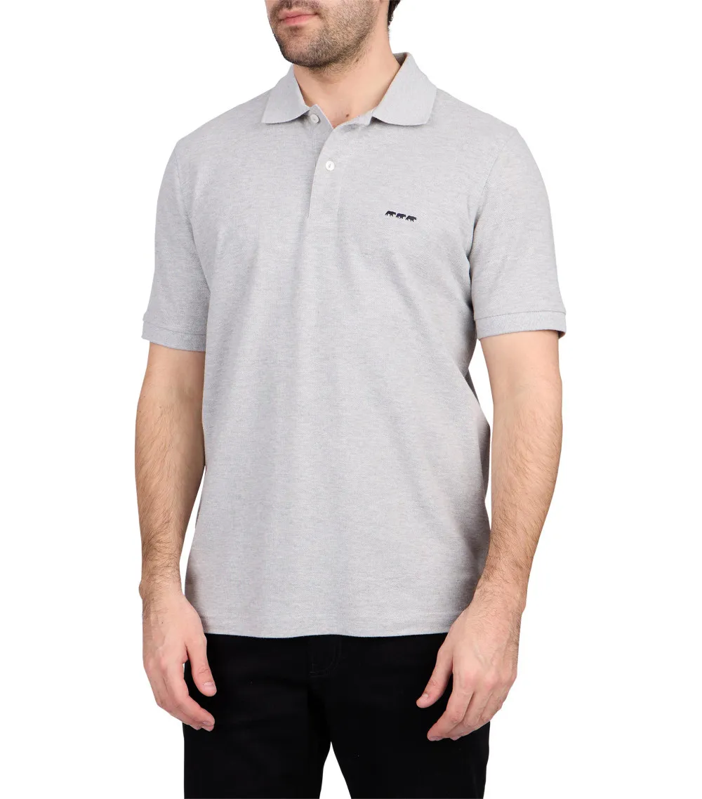 Polo Mise au Green avec manches courtes et col boutonné gris