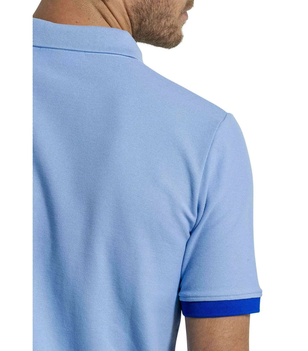 Polo Mise Au Green coton avec manches courtes et col boutonné  bleu tricolore