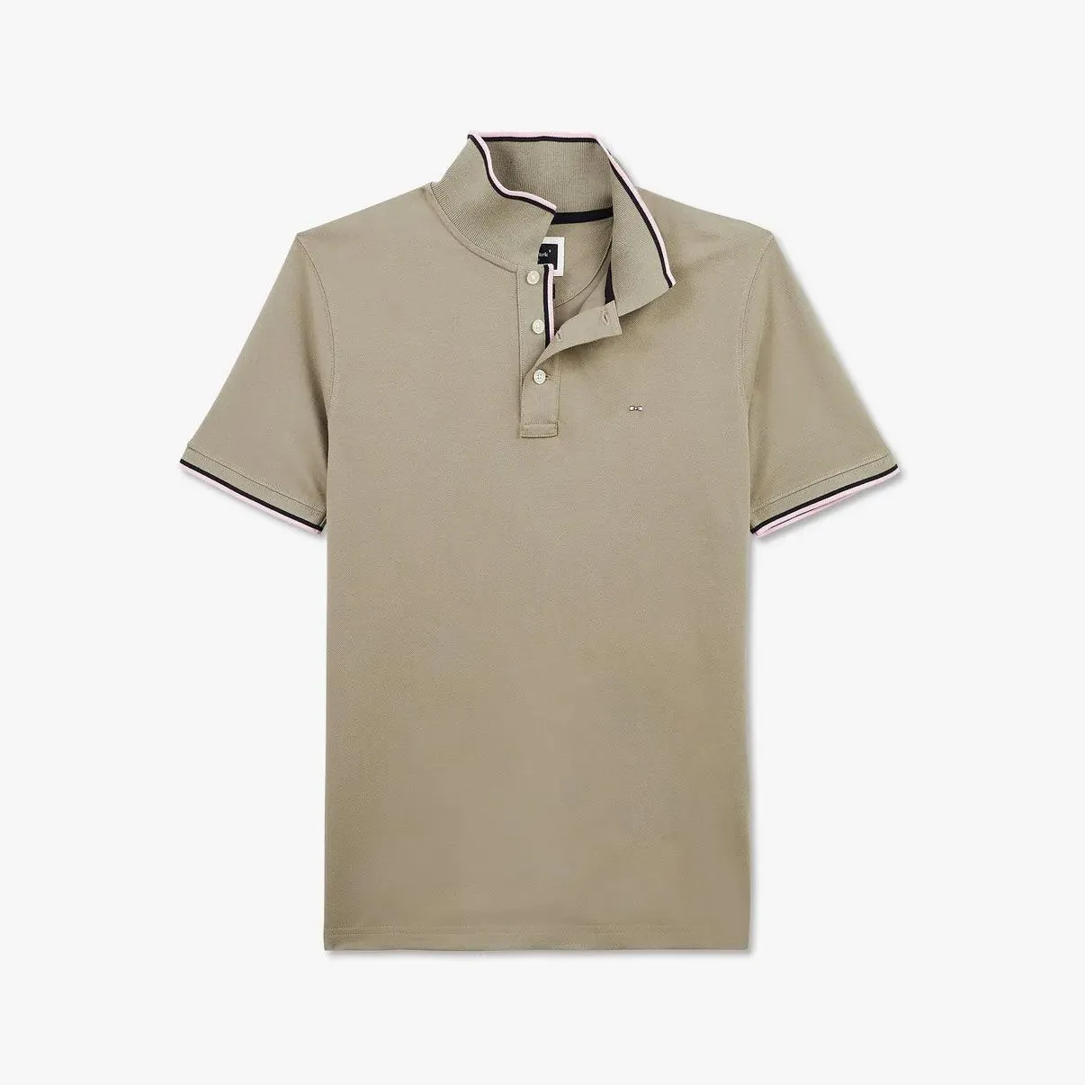 Polo à liserés Eden Park beige en coton stretch