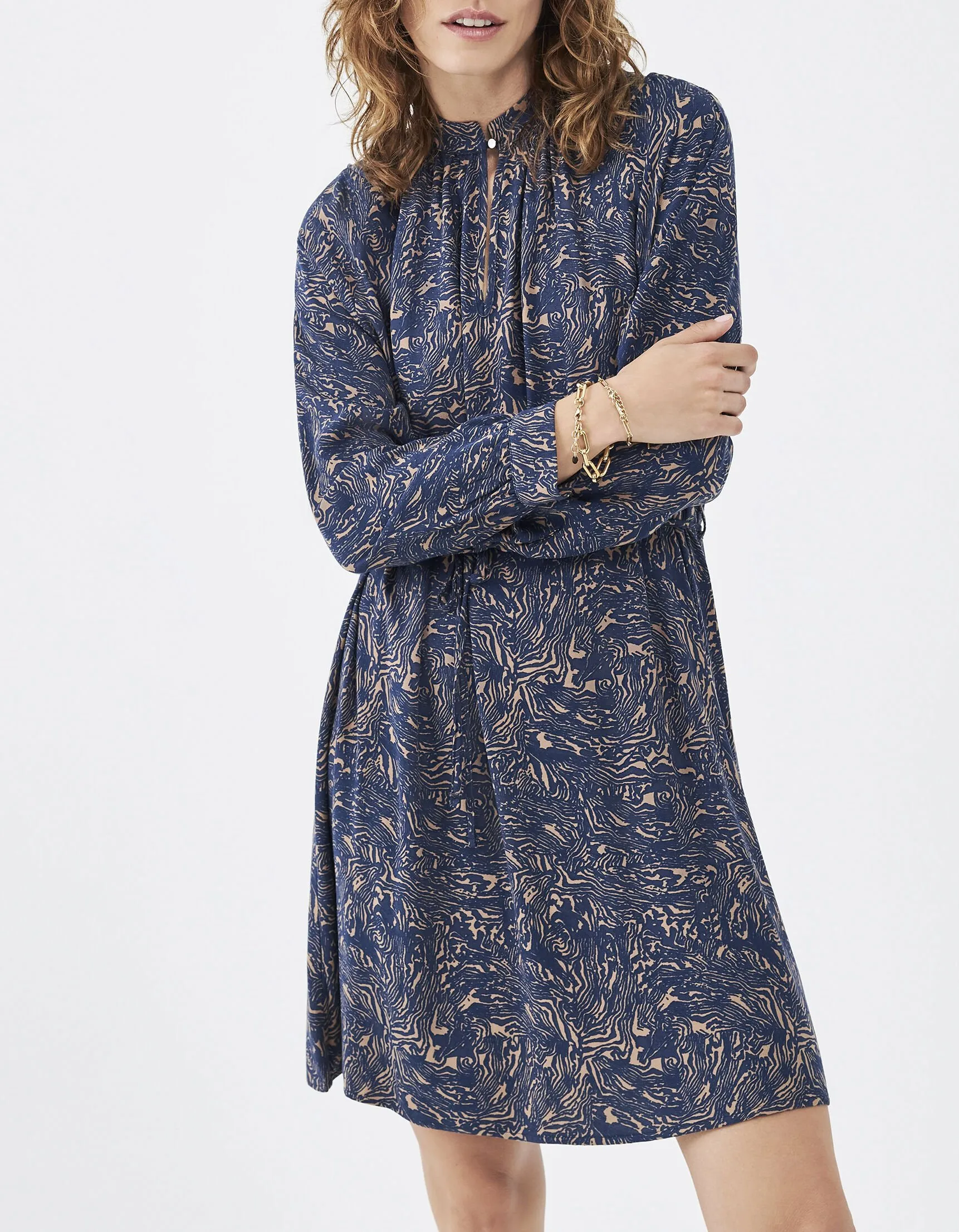 Robe courte en viscose Ecovero® imprimé fantaisie femme