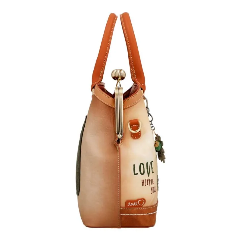 Sac à main anses courtes ANEKKE "Peace & Love" camel | planetebag.com