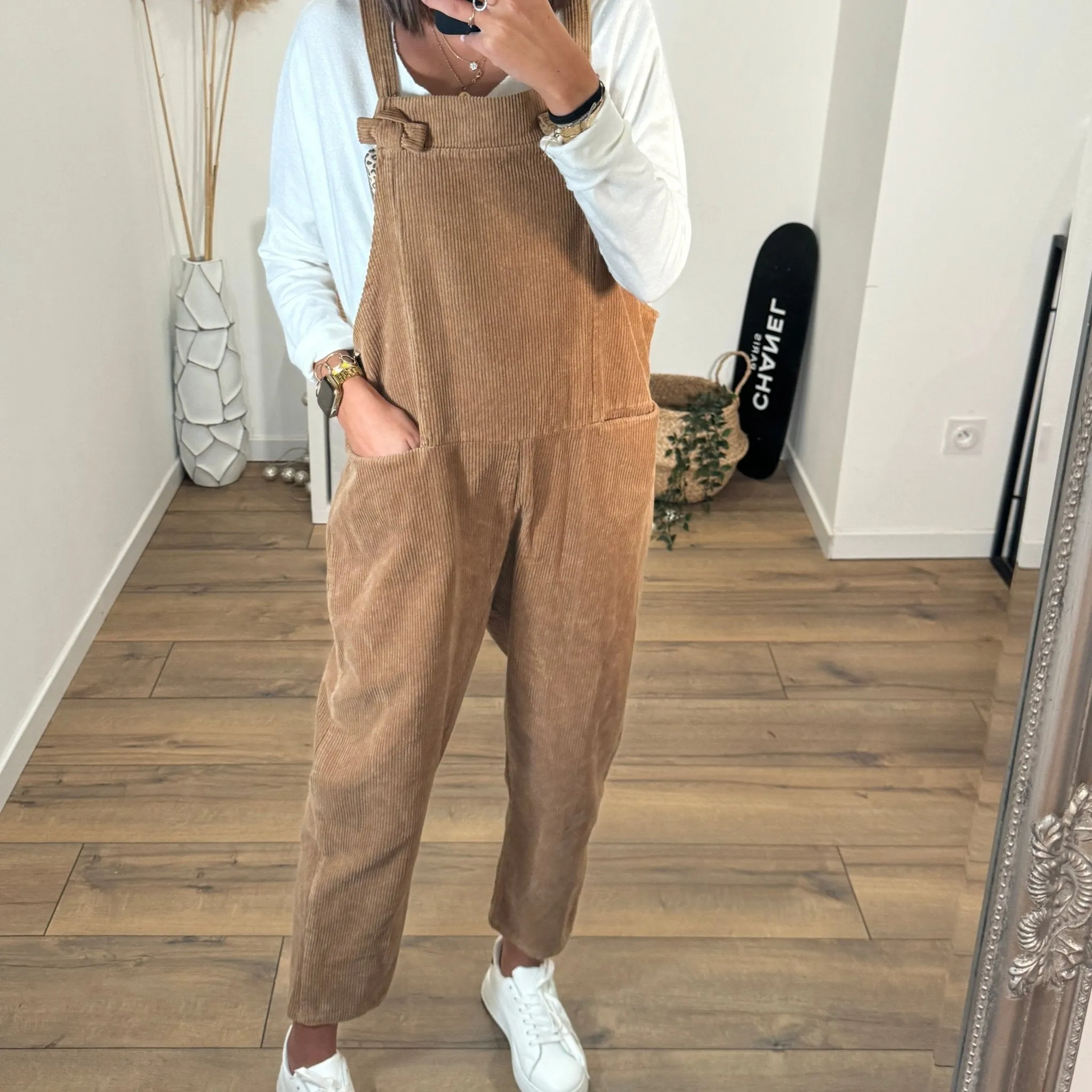 SALOPETTE VELOURS CAMEL AVA