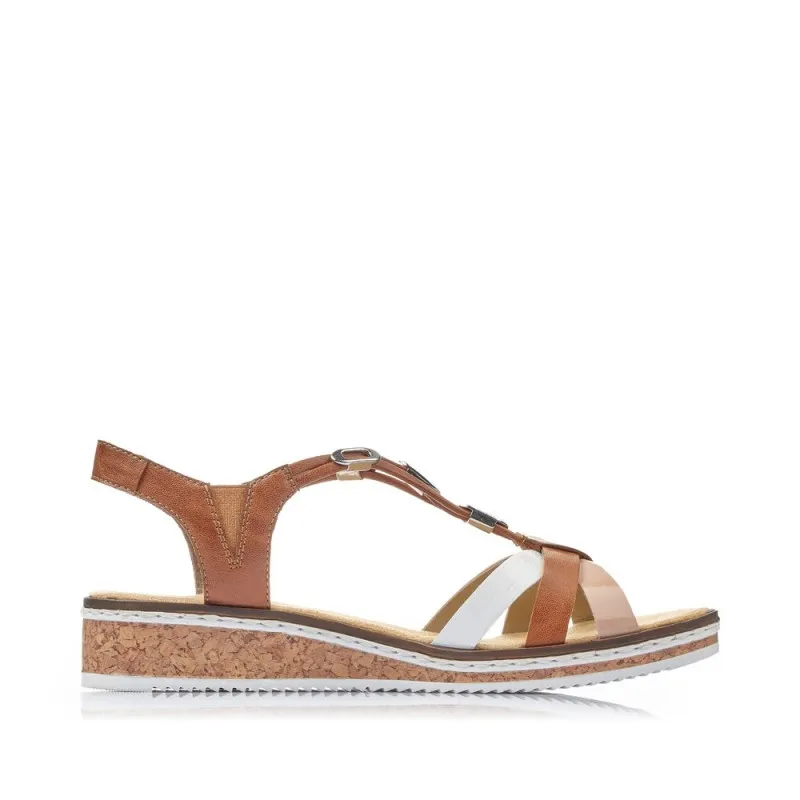 sandale Rieker V3657-81 bianco/cognac
