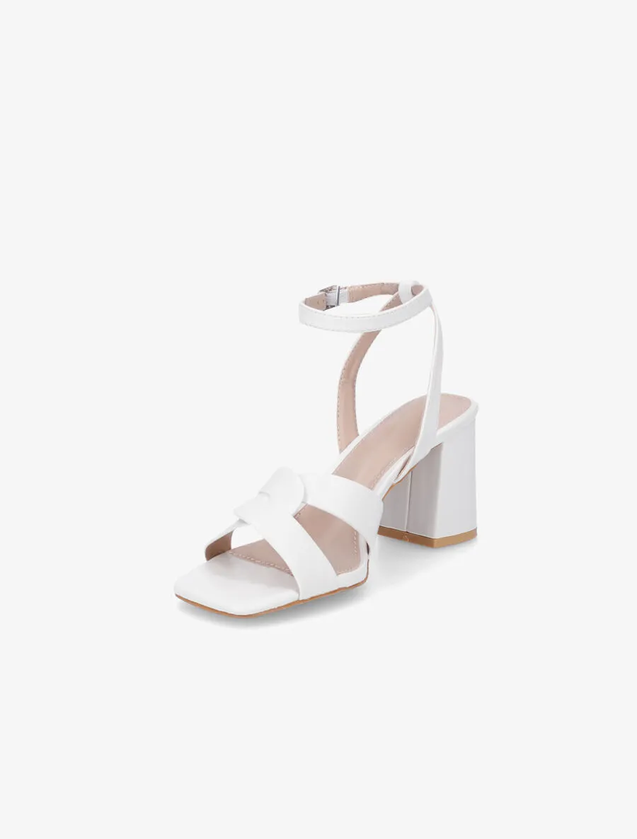 Sandales croisées à talon - Blanc
