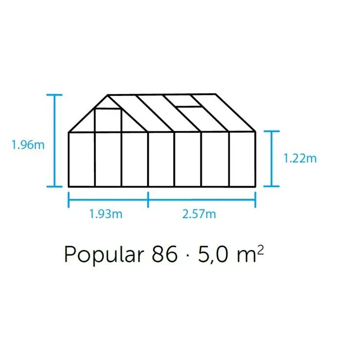 Serre Popular 86 Halls - 5 m² - Verre trempé - Noir