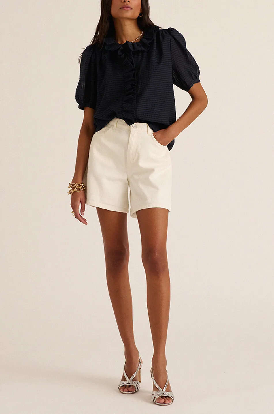 Short en denim Maylone Blanc Naturel