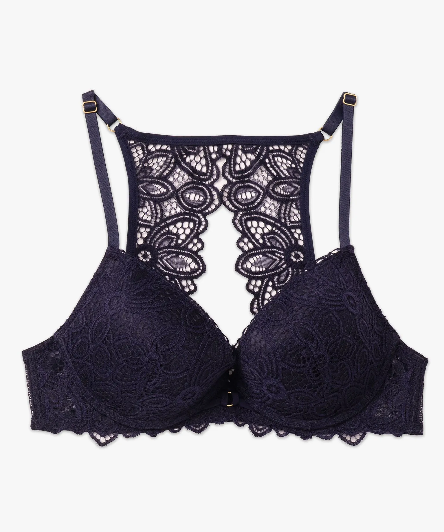 Soutien-gorge push-up en dentelle avec dos fantaisie bleu
