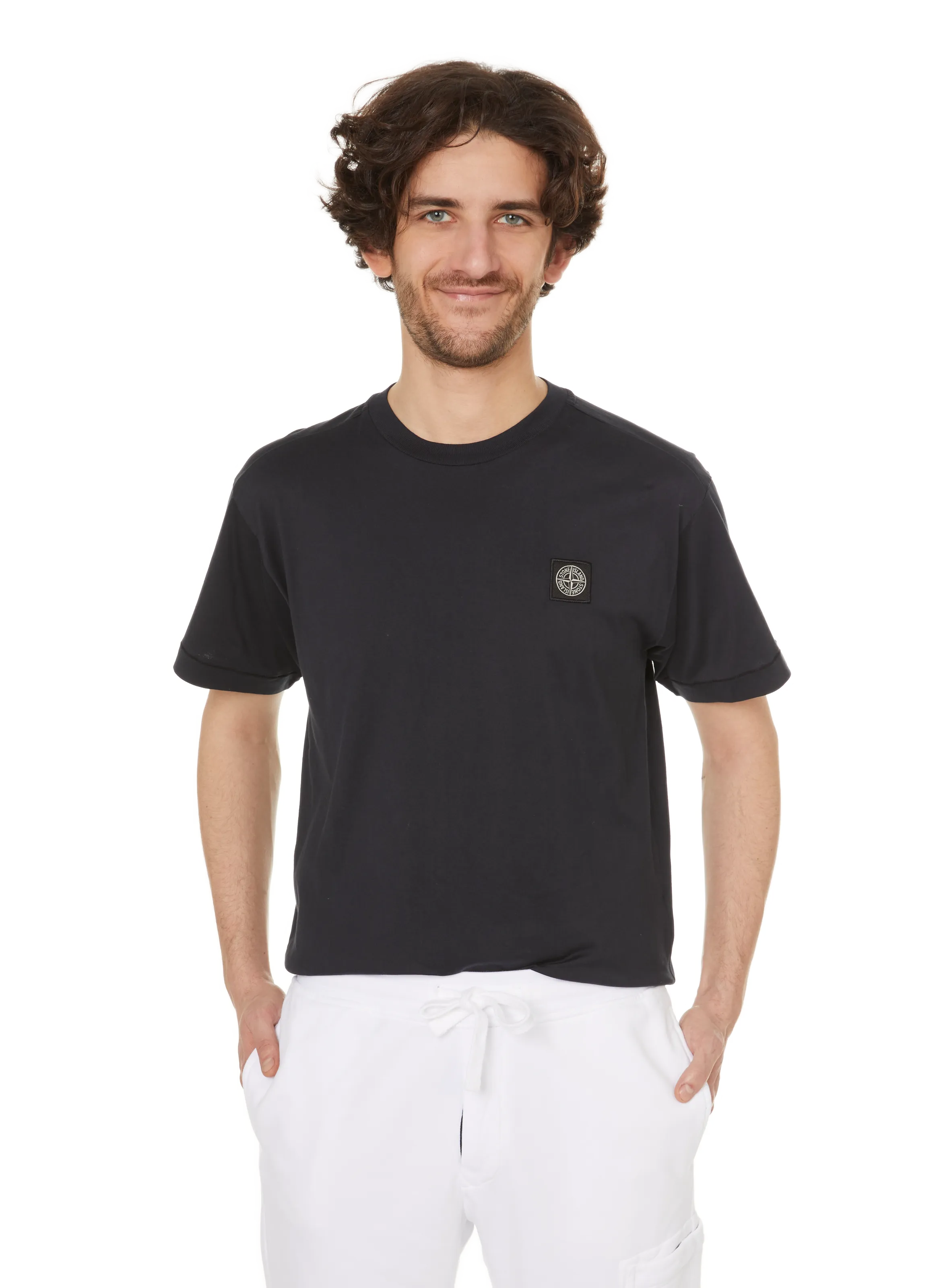 STONE ISLAND  T-shirt en coton  - Bleu