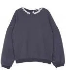Sweat bleu foncé col dentelle blanc - Emile et Ida