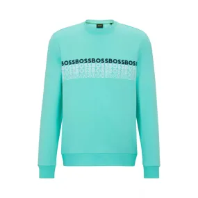 SWEAT VERT TURQUOISE REGULAR FIT À LOGOS BRODÉS MULTICOLORES SALBO 1 BOSS