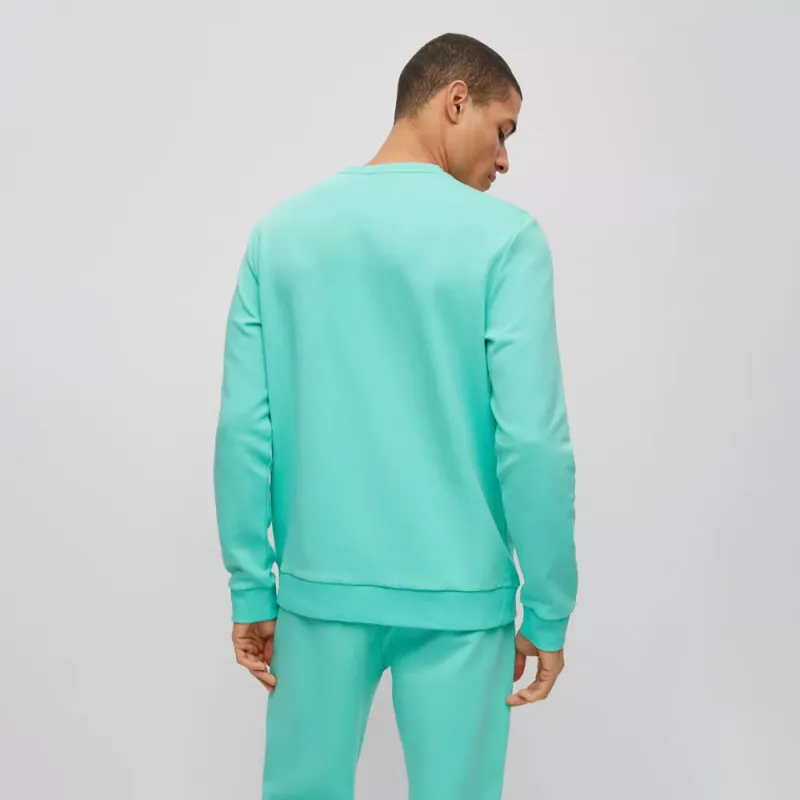 SWEAT VERT TURQUOISE REGULAR FIT À LOGOS BRODÉS MULTICOLORES SALBO 1 BOSS