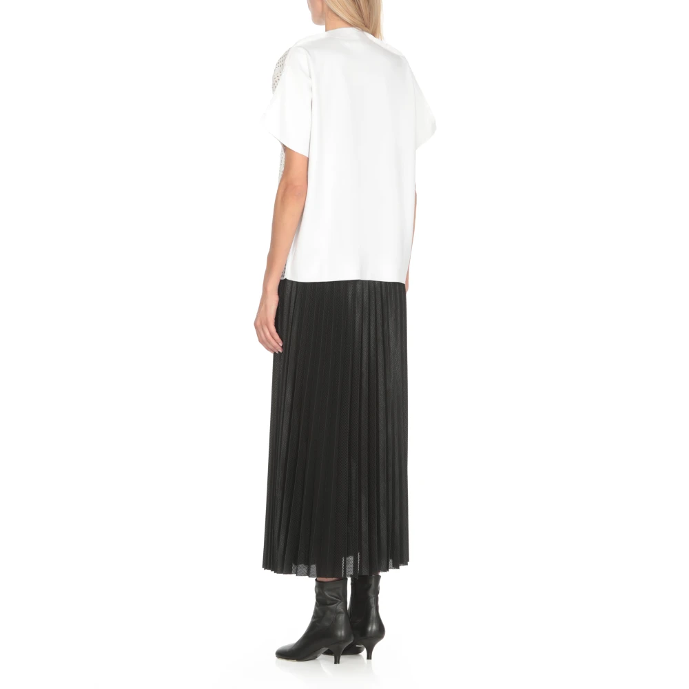 T-shirt blanc avec détail en filet frontal