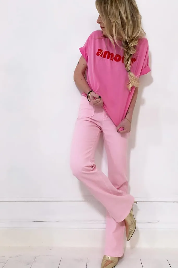 Tee shirt “Amour” rose et rouge