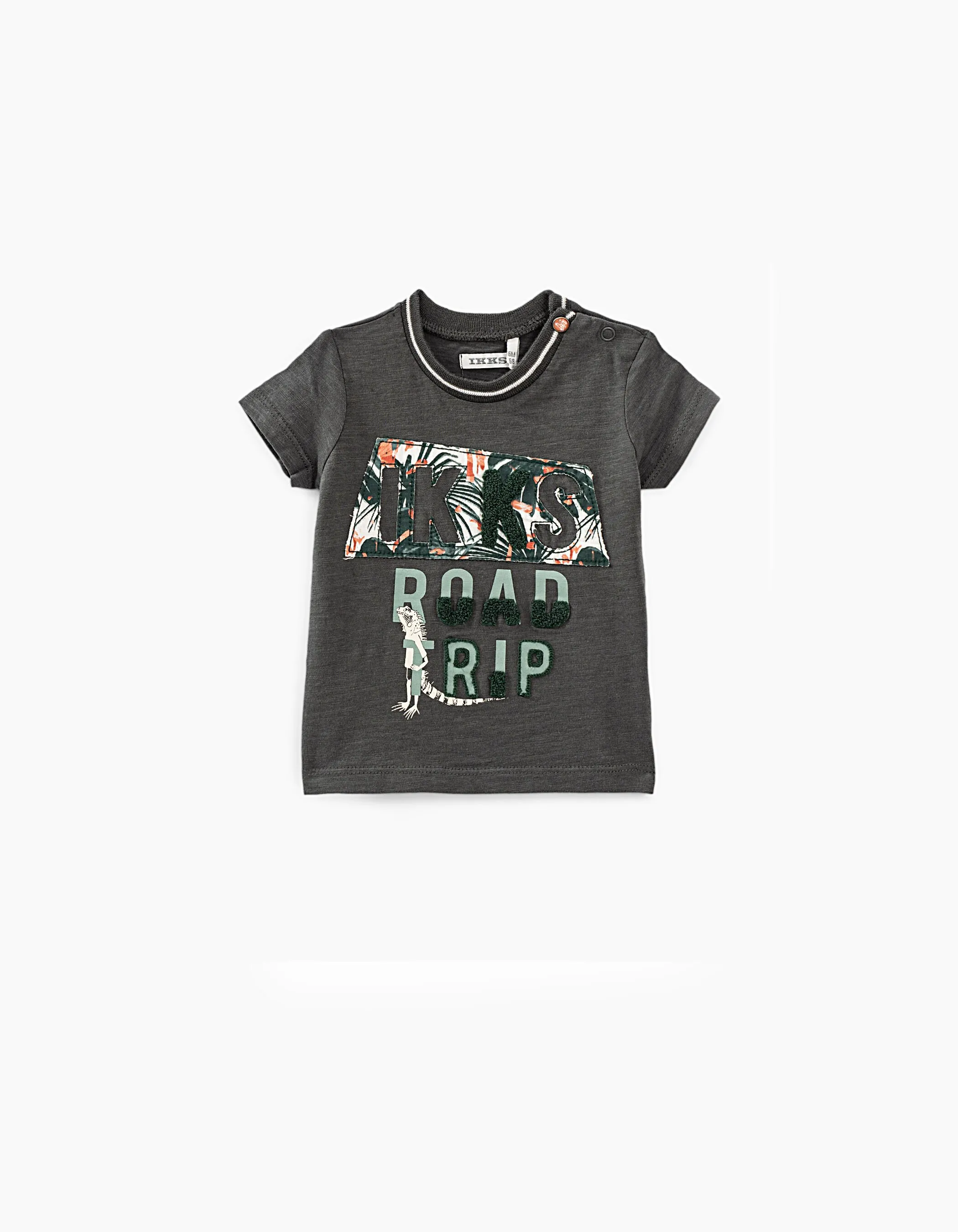 Tee-shirt vert foncé à typo bouclette bébé garçon 