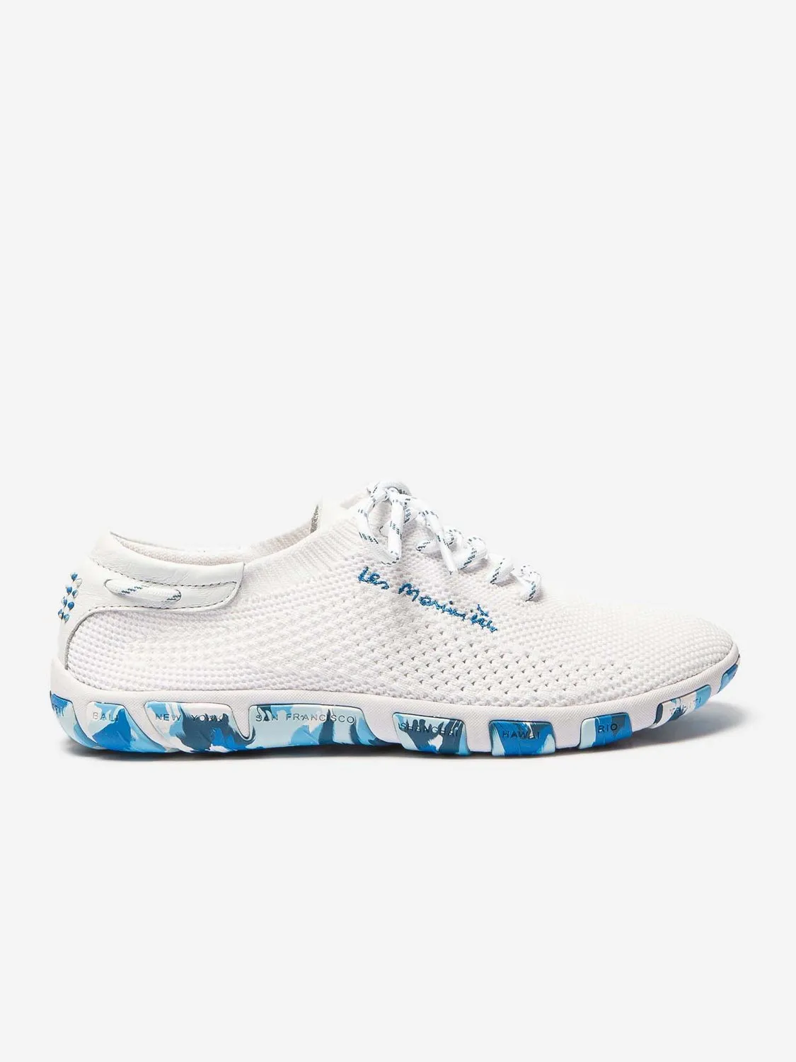 Tennis Femme Confort Textile Recyclé Blanc & Bleu tbs