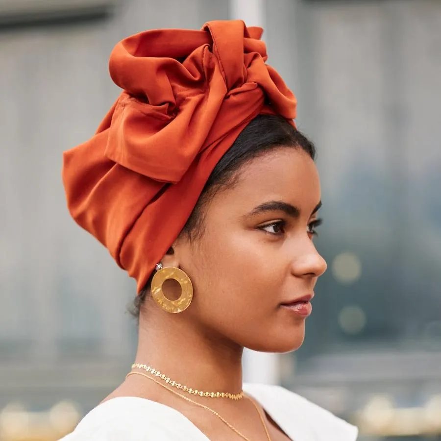 TURBAN - Africaine Orange Brulé