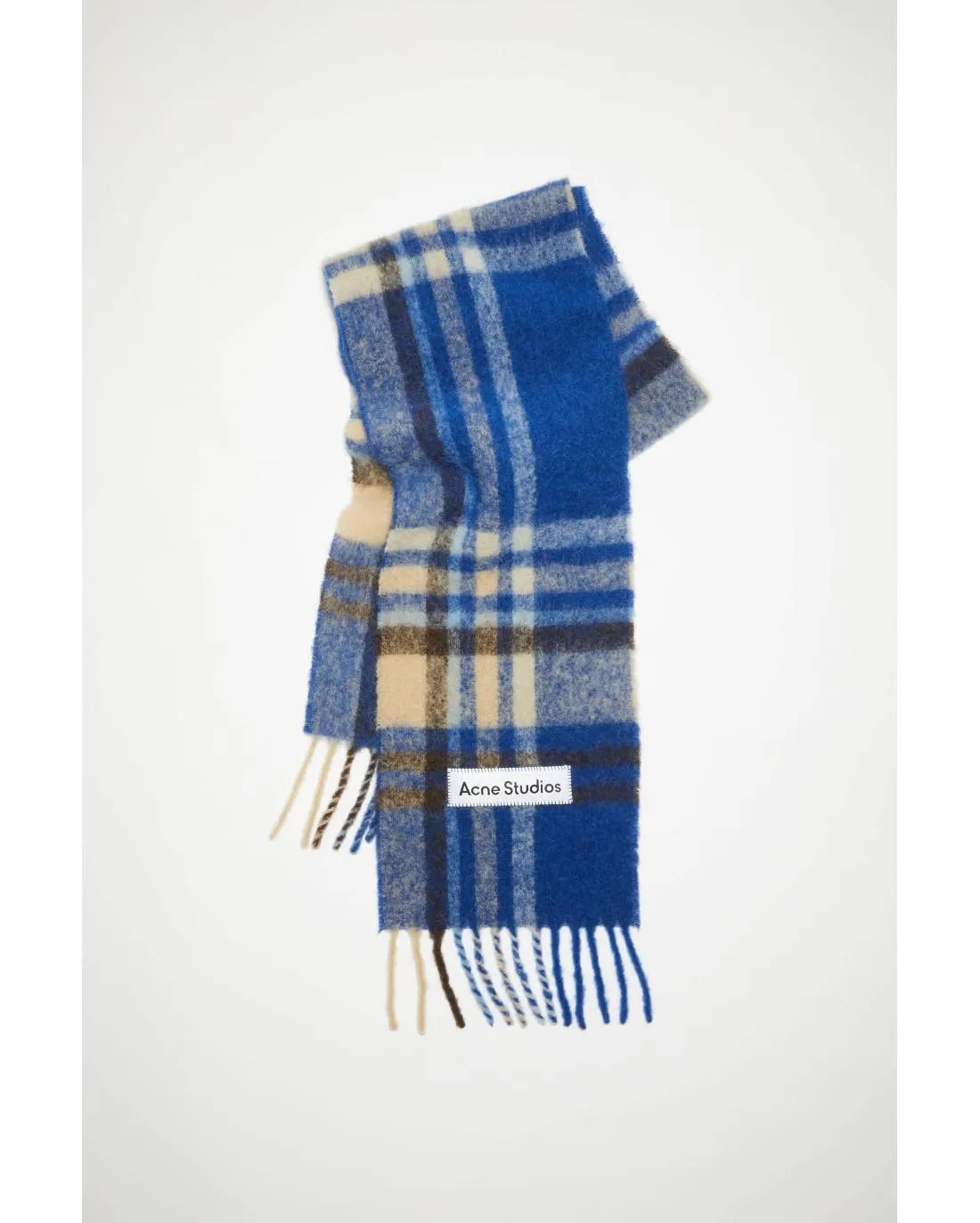 ÉCHARPE EN MOHAIR À MOTIF TARTAN bleu électrique / beige - Acne Studios | Chez Maman Rouen